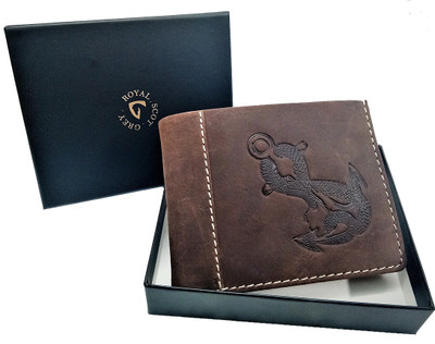 

Royal Scot Grey Men Brown Genuine Leather Wallet(8 Card Slots), D brown