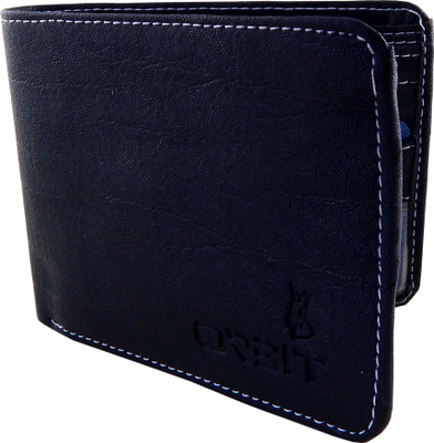 Orbit Men Black Genuine Leather, Fabric Wallet(3 Card Slots)