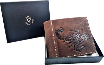 

Royal Scot Grey Men Brown Genuine Leather Wallet(8 Card Slots), D brown