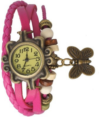 

LEBENSZEIT Latest Fashion Fancy Beautiful Best Selling Quality Offer Deal Good Collection Designer Leather Strap Pink Wrist Watch - For Girls