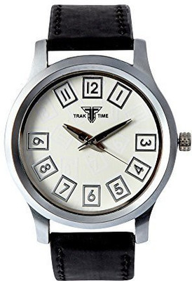 

Traktime New Edge Analogue White Round Dial Leather Strap Watch - For Men