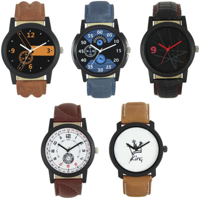 

SVM Multicolor Dial And Leather Belt Stylist New Design Wrist Analogue Watch Combo - For Men's And Boy's (Pack of 5) Watch - For Men