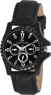 

Gesture 108 Black Chronograph Pattern Watch - For Girls
