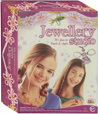 

Ekta Jewellery Studio Kit for Girls Kids toys Games Daughter make Necklace, Rings, Chains & much