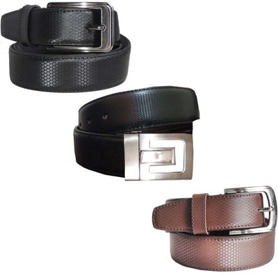 

Elgator Men Casual, Party, Formal, Evening Black, Black, Brown Artificial Leather Belt, Black and brown