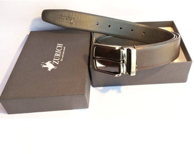 

ZURICH Men Formal Brown Genuine Leather Reversible Belt, Brown/black
