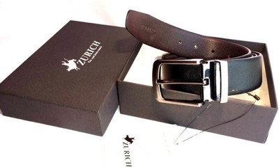 

ZURICH Men Formal Black Genuine Leather Reversible Belt, Black/brown