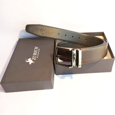 

ZURICH Men Formal Brown Genuine Leather Reversible Belt, Brown/black