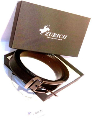 

ZURICH Men Formal Brown Genuine Leather Reversible Belt, Brown/black