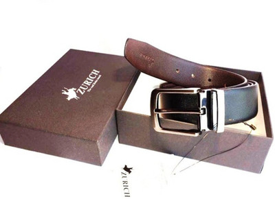 

ZURICH Men Formal Black Genuine Leather Reversible Belt, Black/brown