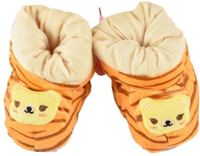 

Tiekart Funky Orange Flannel Booties Footwear for Baby Boys and Baby Girls Booties(Toe to Heel Length - 17 cm Orange)
