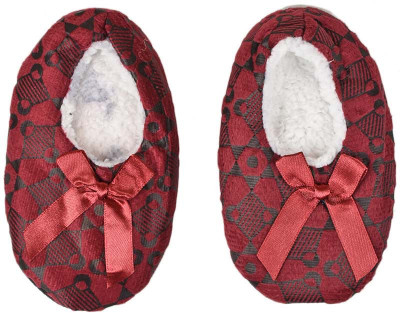 

Tiekart Cute Maroon Flannel Booties Footwear for Baby Boys and Baby Girls Booties(Toe to Heel Length - 17 cm Maroon)