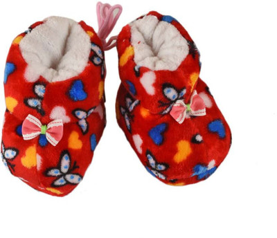 

Tiekart Funky Red Flannel Booties Footwear for Baby Boys and Baby Girls Booties(Toe to Heel Length - 17 cm Red)