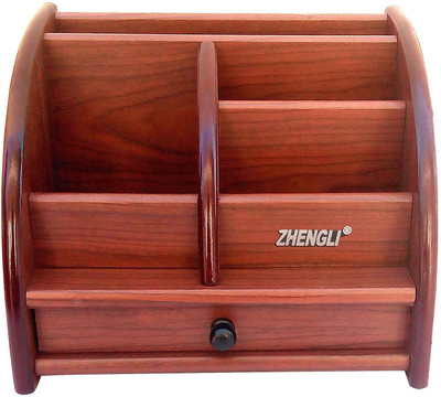 

Ruby Perl 2 Compartments Wooden Wooden Mobile /Pen & Letter Rack Holder(Brwon)
