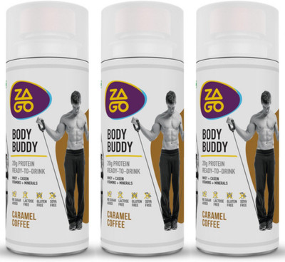 

ZAGO Body Buddy Caramel Coffee 20g Protein Drink (Pack of 3 bottles 330ml) Nutrition Drink(3x110 ml, Caramel Coffee Flavored)