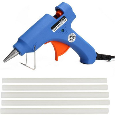 

Glun Blue Super mini 20W On Off Switch And Indicator With 5 Hot Melt Glue Sticks Standard Temperature Corded Glue Gun(7 mm)