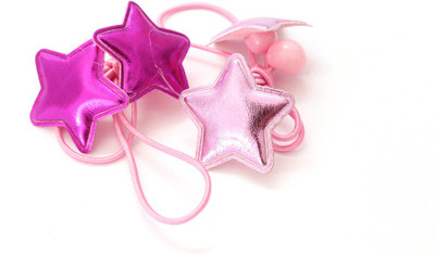 

Ayesha lil star kids set of Gold-Silver Metallic Look Star elastic Hair Band. Rubber Band(Pink)
