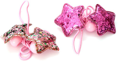 

Ayesha lil star kids set of metallic gold and Pink Star elastic hair Bands. Rubber Band(Pink)