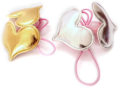

Ayesha lil star kids set of Gold-Silver Metallic Look Heart elastic hair Band. Rubber Band(Multicolor)