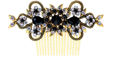 

Vogue Hair Accessories New Antique Gold Plated Exclusive Collection Wedding Party Fancy Bridal Comb Hair Clip(Black)