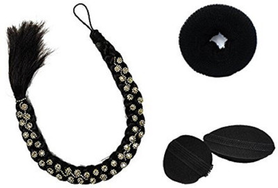 

Majik Ponytail Hair Extension For Women & Girls + Free Hair Juda Accessories & Puff maker accessories Hair Accessory Set(Black)