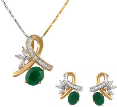 Bhana Jewells Brass Gold-plated, Rhodium Green, Gold, White, Silver Jewellery Set(Pack of 1)