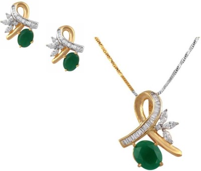 Bhana Jewells Brass Gold-plated, Rhodium Green, Gold, White, Silver Jewellery Set(Pack of 1)