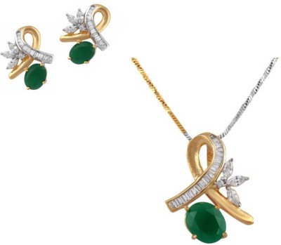 Bhana Jewells Brass Gold-plated, Rhodium Green, Gold, White, Silver Jewellery Set(Pack of 1)