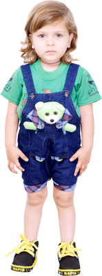 

Ahhaaaa Dungaree For Boys & Girls Casual Self Design Denim(Green, Pack of 1