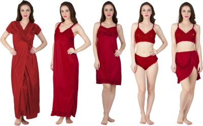 Bombshell Women Nighty with Robe(Maroon)