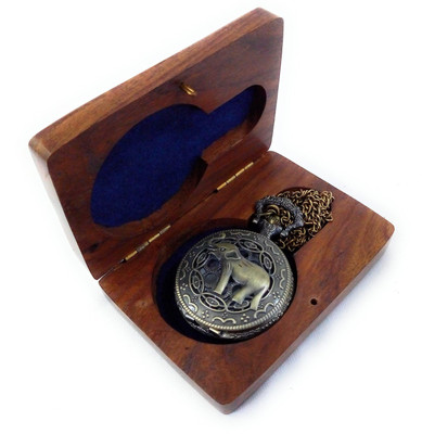 

Kartique Pocket Watch Chain |Embossed Baby Elephant| Pendant | Necklace | Locket | Antique | Vintage Gandhi Style | With Wooden box POCWATELEPHANT001 Bronze Coating Alloy Pocket Watch Chain