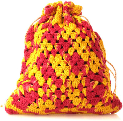 

Ahankara SHADED CROCHET POTLI Potli(Yellow, Pink), Pink;yellow