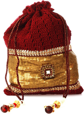

Ahankara ZARI CROCHET POTLI Potli(Maroon)