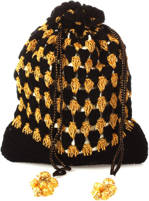 

Ahankara DUAL COLOR CROCHET POTLI Potli(Black, Gold)