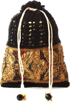 

Ahankara Ribbon Crocheted Potli Potli(Black)