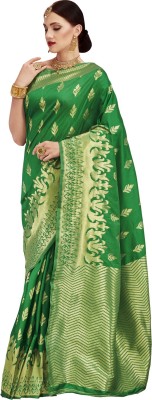 Ratnavati Embellished Kanjivaram Silk Blend Saree(Green)