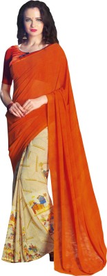 Ratnavati Printed Daily Wear Georgette Saree(Orange)