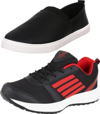 

Aero 02 Pair Combo AMG Performance Running and Canvas Running Shoes For Men(Black, Red, Black