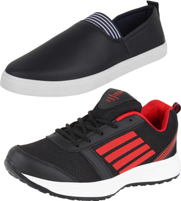 

Aero 02 Pair Combo AMG Performance Running and Canvas Running Shoes For Men(Black, Red, Navy