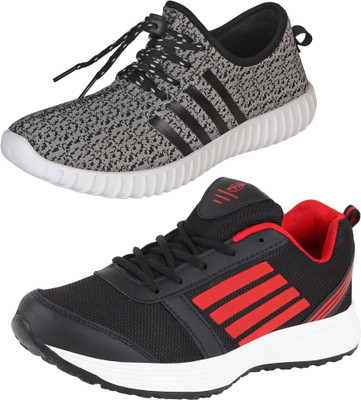 

Aero 02 Pair Combo AMG Performance Running and Canvas Running Shoes For Men(Black, Red, Grey, Black::red::dgrey