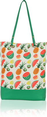 

Kleio Women Casual White, Green Canvas Tote, Green;white
