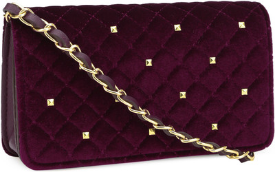

Accessorize Women Evening/Party Maroon Genuine Leather, Velvet Sling Bag