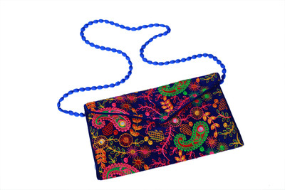 

Unikstop Women Casual Blue Cotton, Velvet Sling Bag