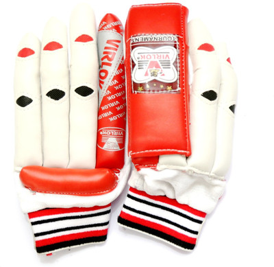 

VIRLOK 10001 Batting Gloves (Boys, White, Red), Red;white