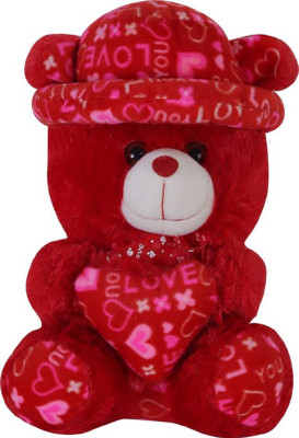 

HTC Stuffed Spongy Soft Cute Cap Teddy Bear With Heart 48cm Red - 48 cm(Red)
