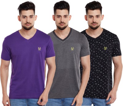 VIMAL JONNEY Solid Men V Neck Multicolor T-Shirt