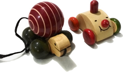 

Crafts India Handcrafted Wooden Turtle and Smily Car Combo(Multiple)