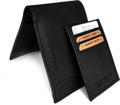 

Oaks Wood Boys Black Artificial Leather Wallet(6 Card Slots)
