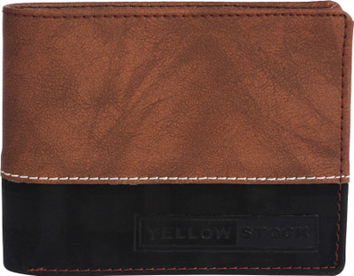 

yellow stock Men Brown Artificial Leather Wallet(8 Card Slots)