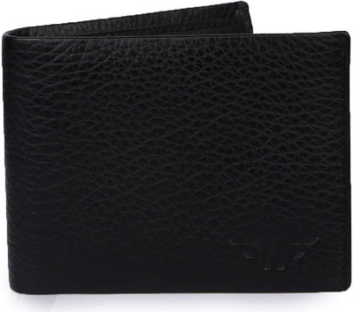 WINNERFORCE Men Black Genuine Leather Wallet(6 Card Slots)